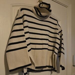 Striped Turtleneck Wide sleeved Sweater